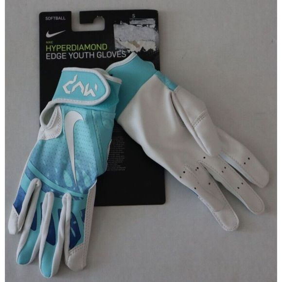 Nike Youth Unisex Sz Small Blue/White Hyperdiamond Edge Softball Batting Gloves - Picture 3 of 3